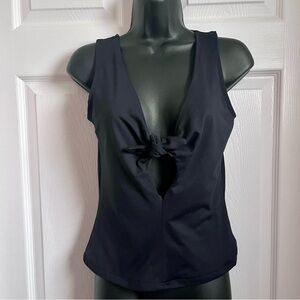 Y2K Matrix Top Black Tie Open Front Women Small cami tank sleeveless vintage